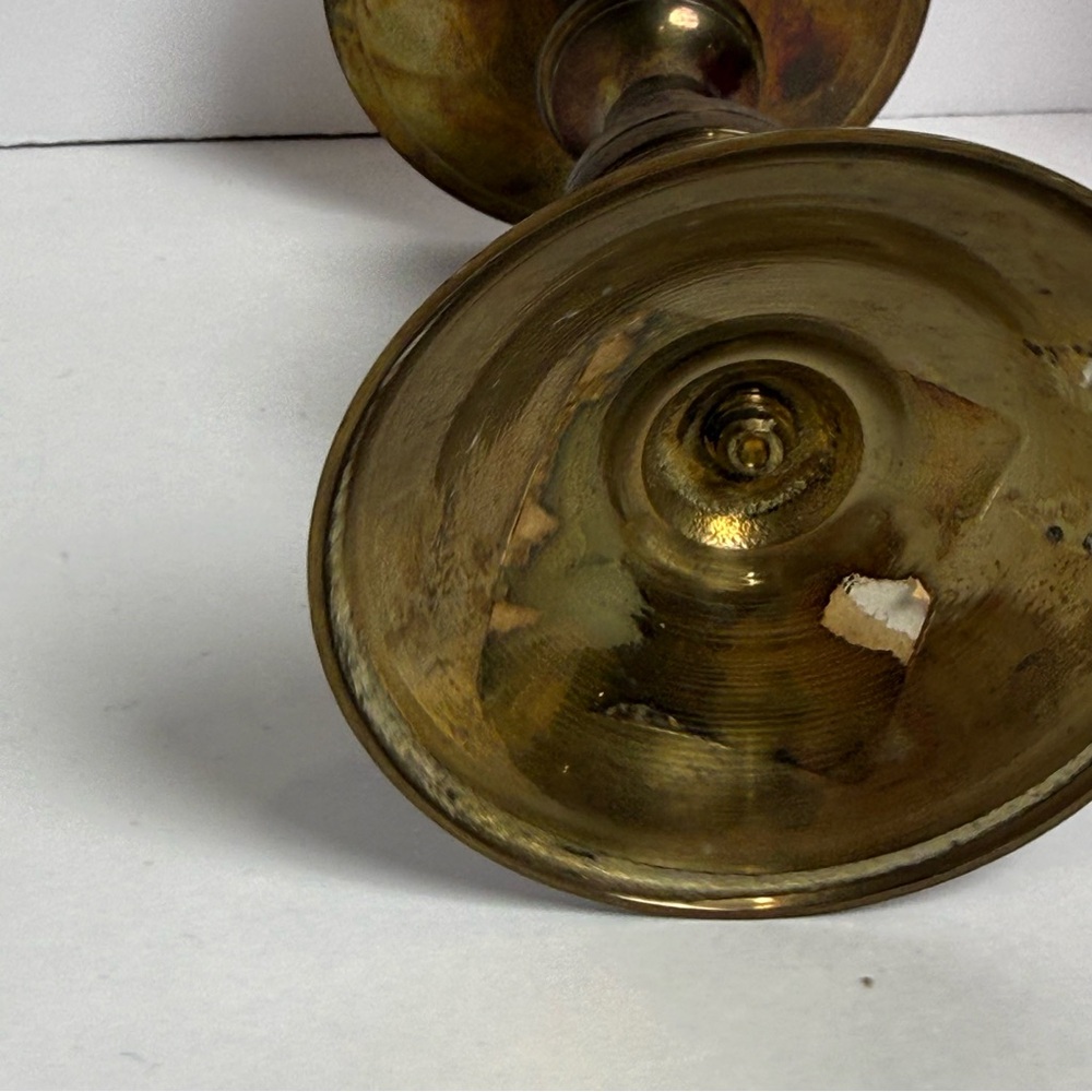 Vintage Retro Brass GOLD Metal Pillar Candle Holder TARNISHED Table Decor Small - Picture 5 of 7